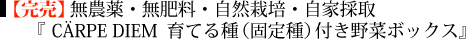 【完売】無農薬・無肥料・自然栽培・自家採取『CARPE DIEM（カルペディエム）育てる種付き野菜ボックス（無農薬・無肥料・自然栽培・固定種、在来種）』